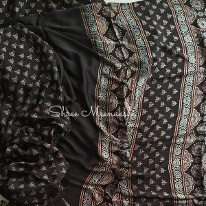 Buy Ajrakh Modal Silk Saree online - Shree Meenakshi Sarees